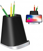 Plassbesparende pennestativ med trådløs Qi-lading