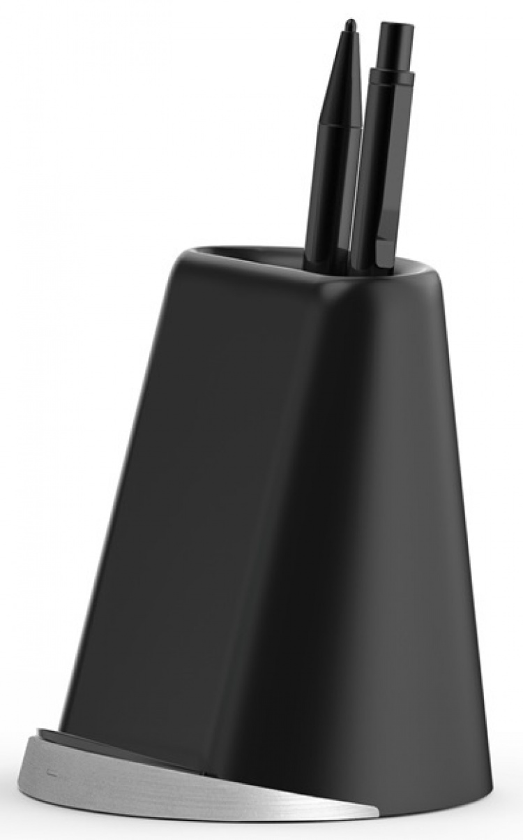 Plassbesparende pennestativ med trådløs Qi-lading