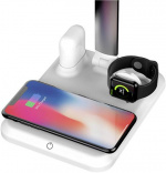 Bordlampe med trådløs Qi-lading, 4-i-1, Hvit Bordlampe med trådløs Qi-lading, 4-i-1, Hvit