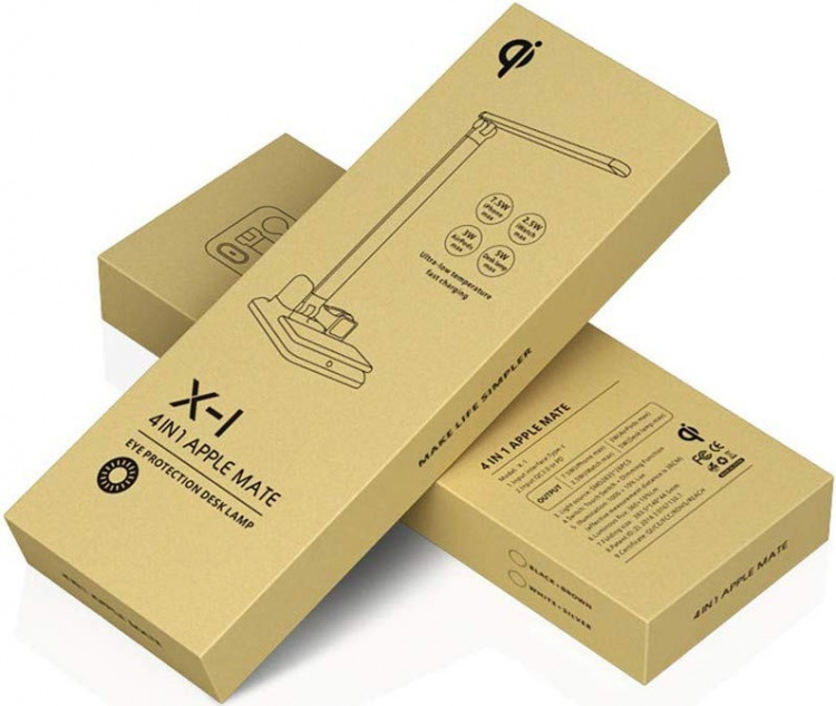 Bordlampe med trådløs Qi-lading, 4-i-1, Hvit Bordlampe med trådløs Qi-lading, 4-i-1, Hvit