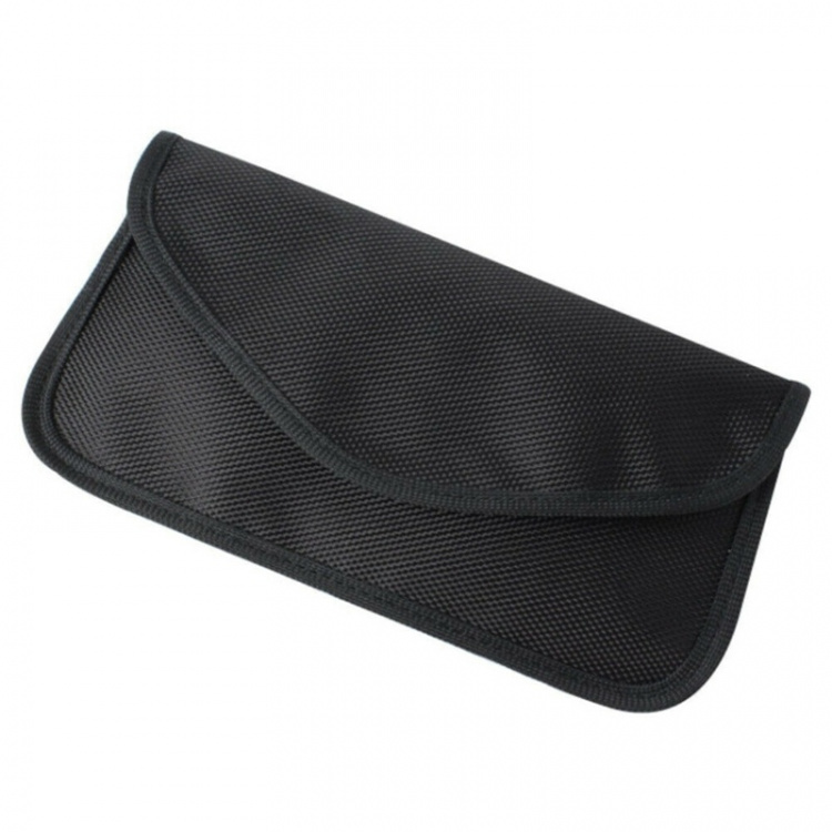 Svart veske med RFID-beskyttelse for kort, telefon, bilnøkler osv.