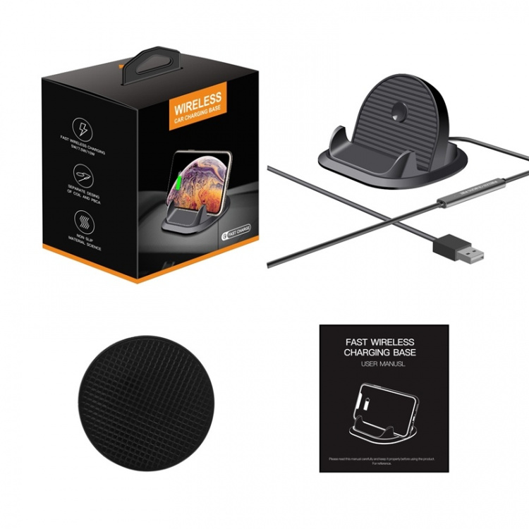 Qi-ladestasjon med hurtiglading for smartphone, Svart Qi-ladestasjon med hurtiglading for smartphone, Svart