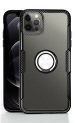 Etui med ringholder for iPhone 12 mini, Transparent/Svart Etui med ringholder for iPhone 12 mini, Transparent/Svart