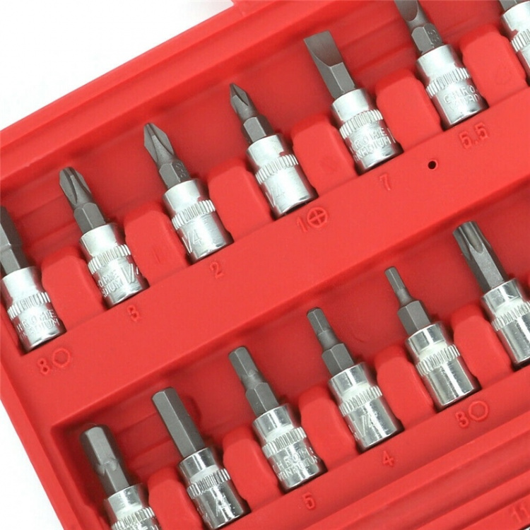 46-delers pipenøkkelsett for bil og motorsykkel