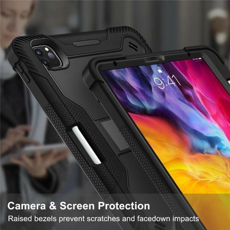 Etui for iPad Air 4 2020 med pennholder, Svart Etui for iPad Air 4 2020 med pennholder, Svart