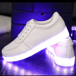 LED Sneakers med lisser, str 40, Hvit