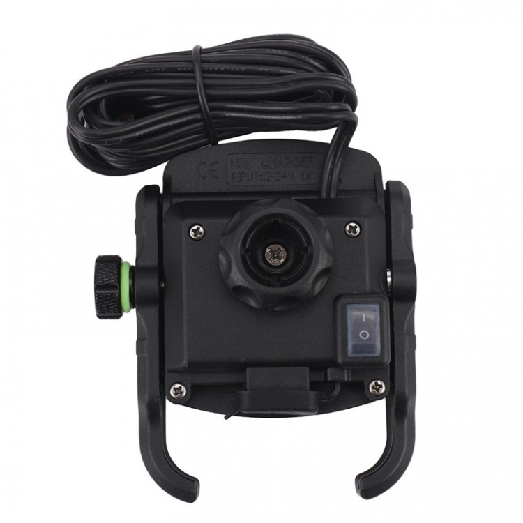 Mobilholder til motorsykkel med QC3.0 hurtiglading, Svart