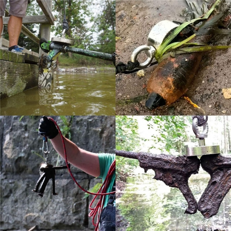 Dobbeltsidig neodymmagnet 2x100 kg, D4, tau og hansker