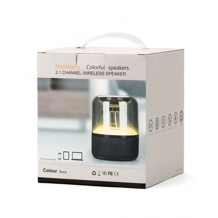 Høyttaler TRANSPARENT SMOKE med stoffpanel og flerfarget LED