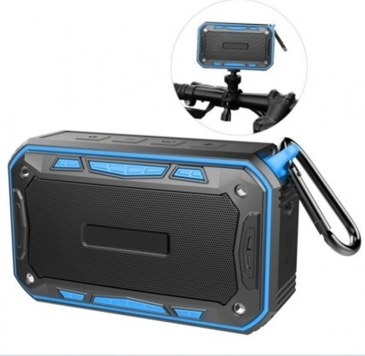 Vannbestandig høyttaler med karabinkrok og sykkelfeste Vannbestandig høyttaler med karabinkrok og sykkelfeste