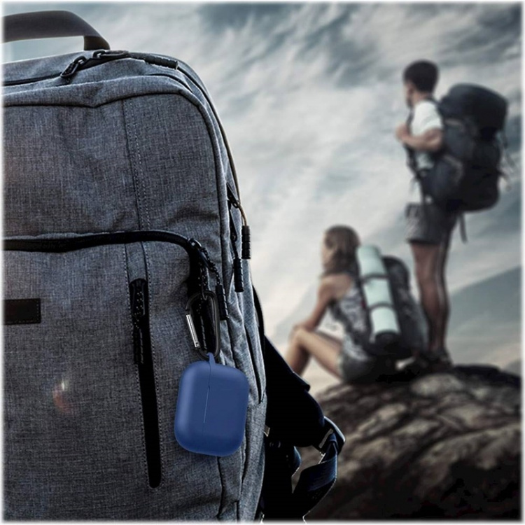 Silikonskall med krok for Airpods Pro, blå Silikonskall med krok for Airpods Pro, blå