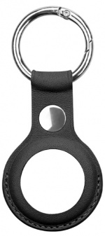 PU-lær-etui med nøkkelring for Airtag, Svart