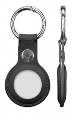 PU-lær-etui med nøkkelring for Airtag, Svart