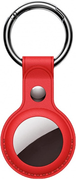 PU-lær-etui med nøkkelring for Airtag, Rød PU-lær-etui med nøkkelring for Airtag, Rød