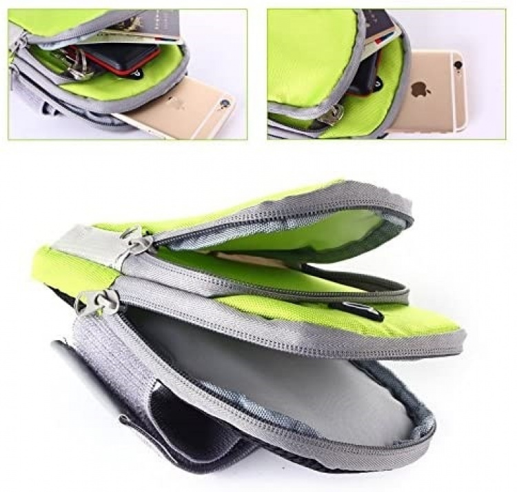 Romslig armveske med hodetelefonport, Grønn Romslig armveske med hodetelefonport, Grønn