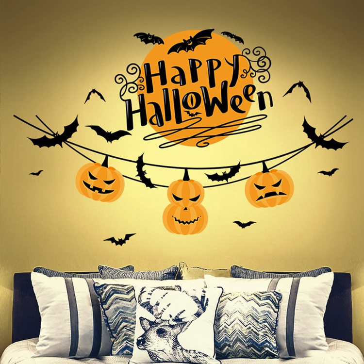 Veggdekorasjon med Halloween-motiv, Happy Halloween 60x45cm Veggdekorasjon med Halloween-motiv, Happy Halloween 60x45cm