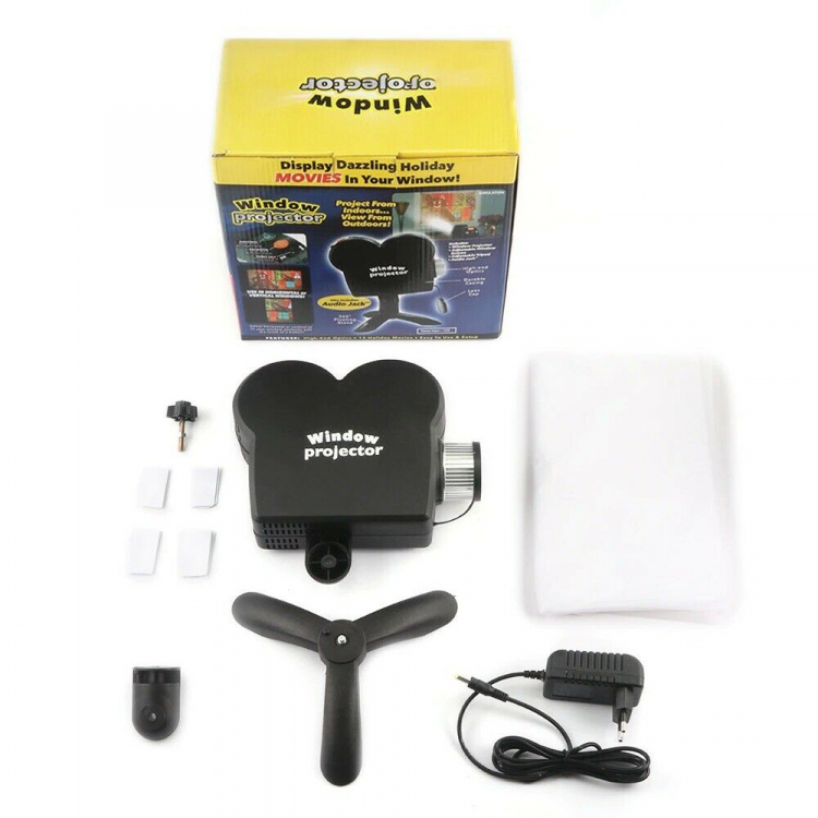 Vindusprojektor med jule- og halloweenmotiver