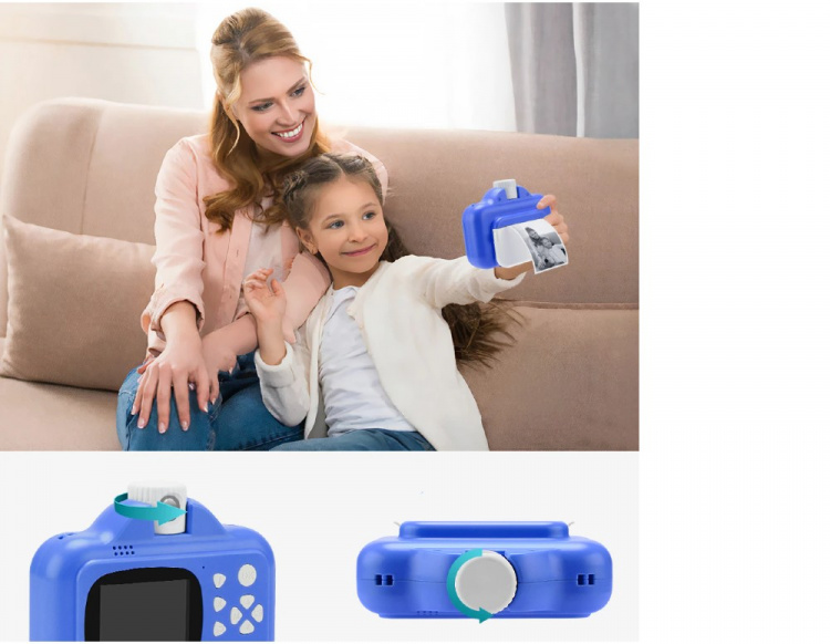 Barnekamera med WIFI og direkteutskrift, 32 GB minnekort, 1080P-video, Rosa