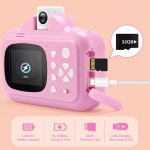 Barnekamera med WIFI og direkteutskrift, 32 GB minnekort, 1080P-video, Rosa