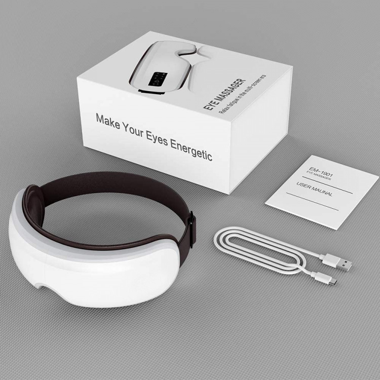 Øyemassasjeapparat for trette øyne med varme og Bluetooth-musikk, hvit Øyemassasjeapparat for trette øyne med varme og Bluetooth-musikk, hvit