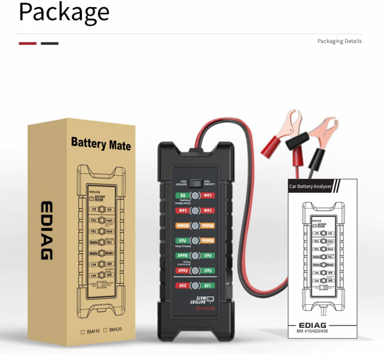 Batteritester for kjøretøy med LED-skjerm, 12V/10mA, 24V/30mA Batteritester for kjøretøy med LED-skjerm, 12V/10mA, 24V/30mA