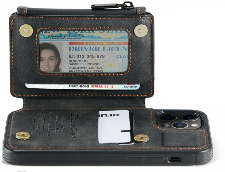 Lommeboksfutteral for iPhone 13 Pro, Svart