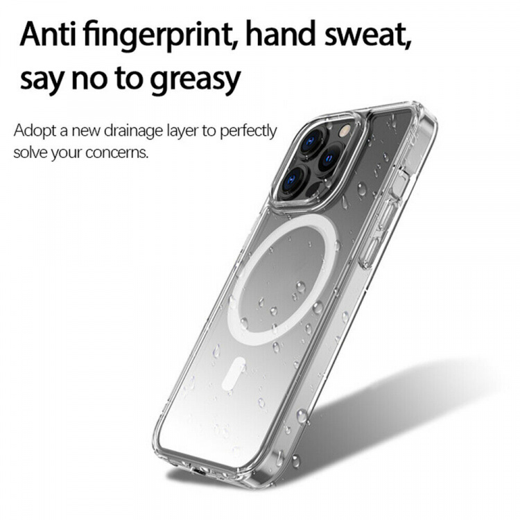 Gjennomsiktig etui med støtte for magnetisk lading, iPhone 13