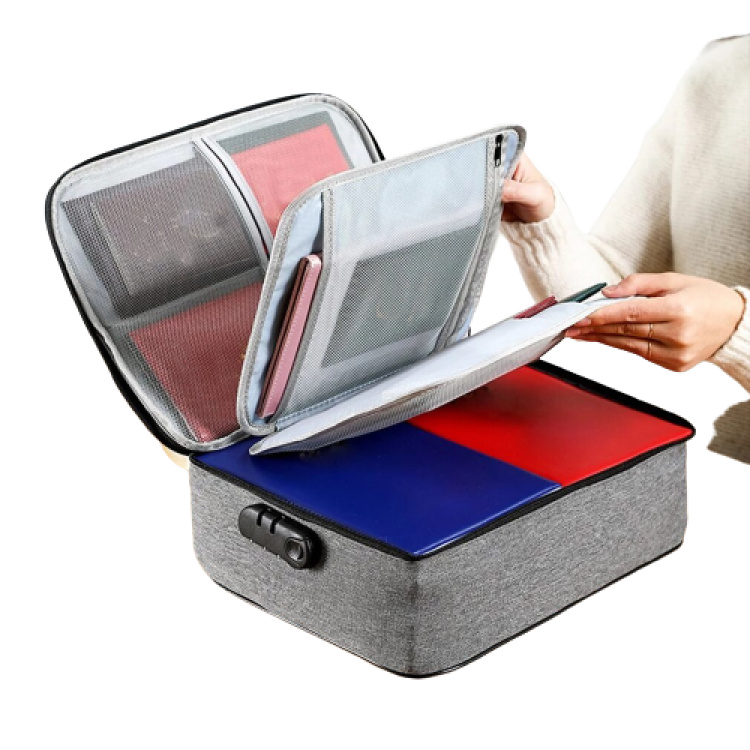 Flerelags dokumentoppbevaringsveske, grå