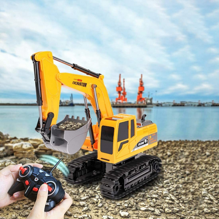 Radiostyrt gravemaskin, gul