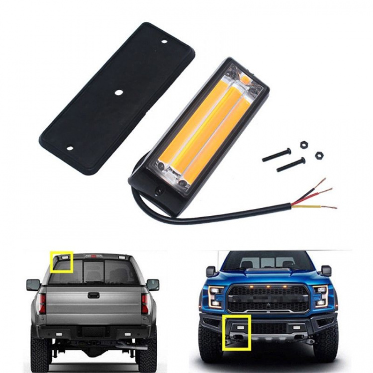 Advarselslampe CoB LED for Bil 12-24V, Rødt lys