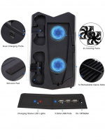 Ladestativ med kjølevifter og spilloppbevaring for PS5 Ladestativ med kjølevifter og spilloppbevaring for PS5