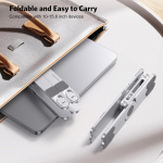 Høydejusterbart stativ for bærbar PC, sammenleggbart, 360° svingbart, Sølv