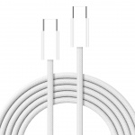 Flettet USB-C til USB-C lade- og synkroniseringskabel, 1,5 m, 5A, hvit