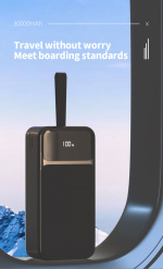 Powerbank 30000 mAh 22,5 W PD hurtiglading med digital skjerm, svart