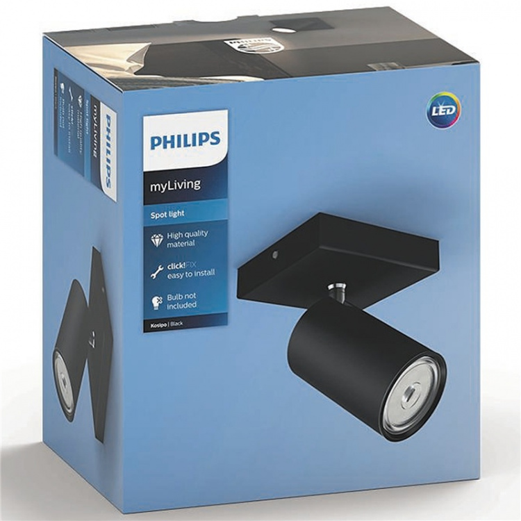 Philips myLiving Kosipo 1 Spotlight Svart Philips myLiving Kosipo 1 Spotlight Svart