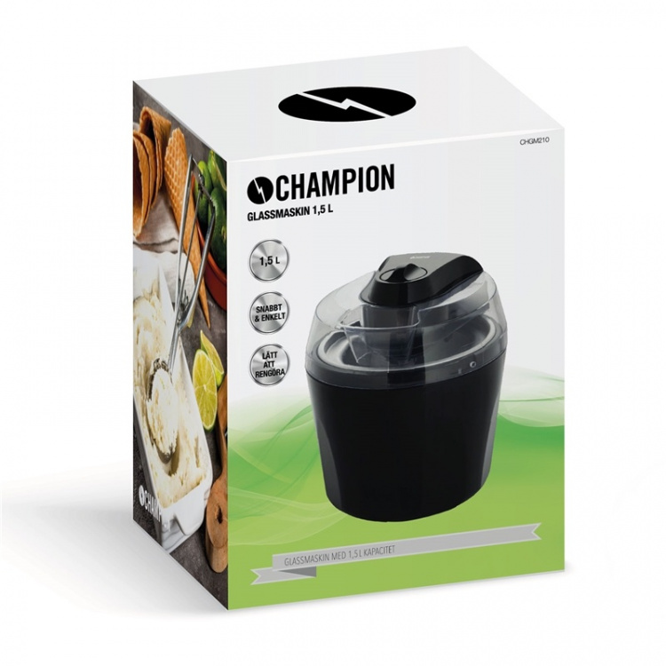 Champion Iskremaskin 1,5L GM210 Svart Champion Iskremaskin 1,5L GM210 Svart