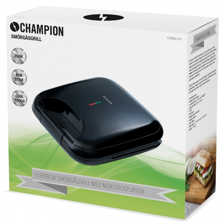 Champion Sandwichgrill Multi 22x12cm 750W SG110 Svart Champion Sandwichgrill Multi 22x12cm 750W SG110 Svart