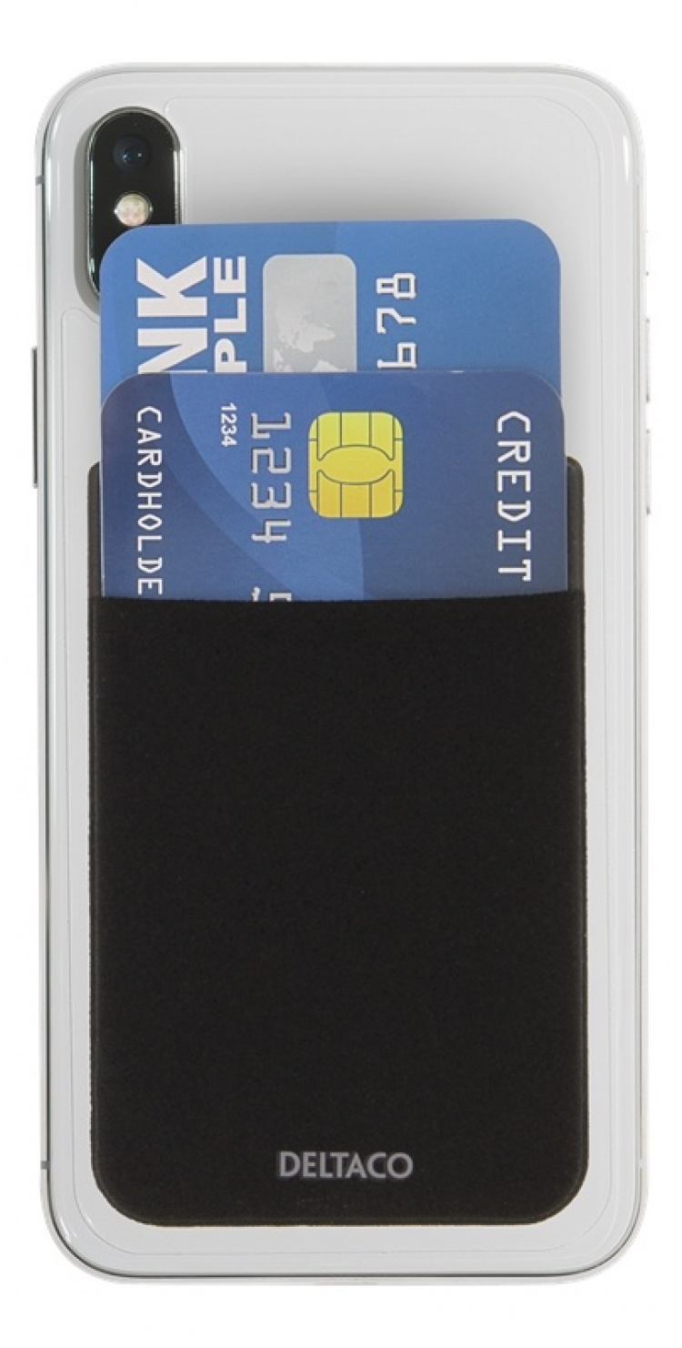 DELTACO Selvklebende kredittkortholder, 3M selvklebende, svart DELTACO Selvklebende kredittkortholder, 3M selvklebende, svart