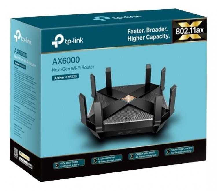 TP-LINK Wi-Fi 6 Router, Broadcom 1,8 GHz Quad-Core CPU, 4804 Mbps ved 5GH