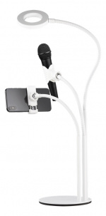 DELTACO 3-IN-1 Selfie-ringlampe med smarttelefon- og mikrofonholder, hvit DELTACO 3-IN-1 Selfie-ringlampe med smarttelefon- og mikrofonholder, hvit