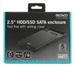 DELTACO Eksternt harddiskkabinett, USB 3.0, skyvedør, 2,5