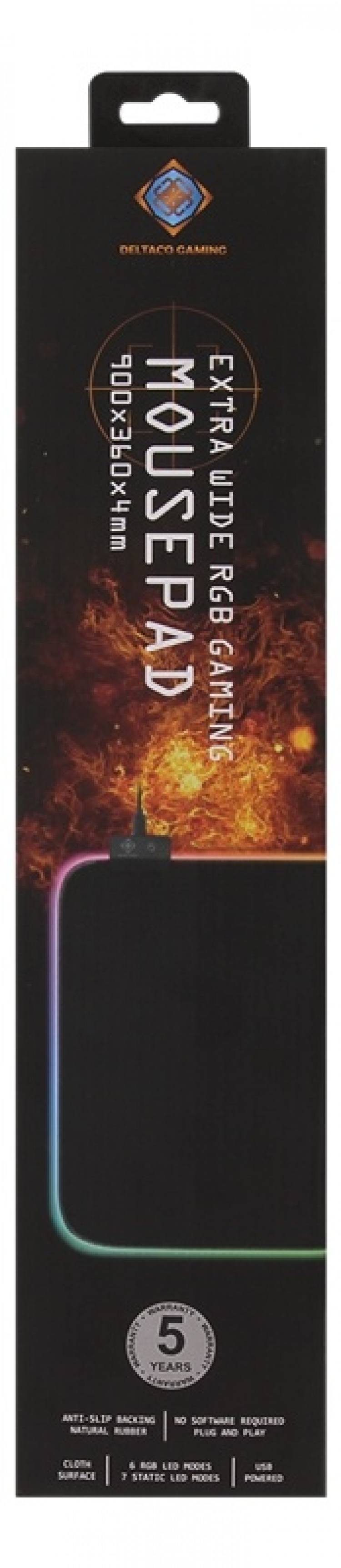 DELTACO GAMING DMP310 RGB-musematte, 90x36cm, 13 LED moduser, svart DELTACO GAMING DMP310 RGB-musematte, 90x36cm, 13 LED moduser, svart