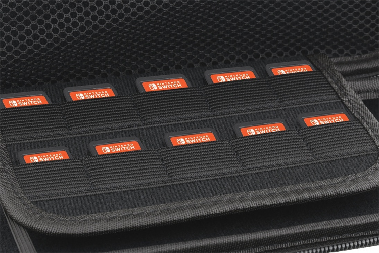 DELTACO GAMING hardt beskyttelsesetui for Nintendo Switch, 10 lommer for spill