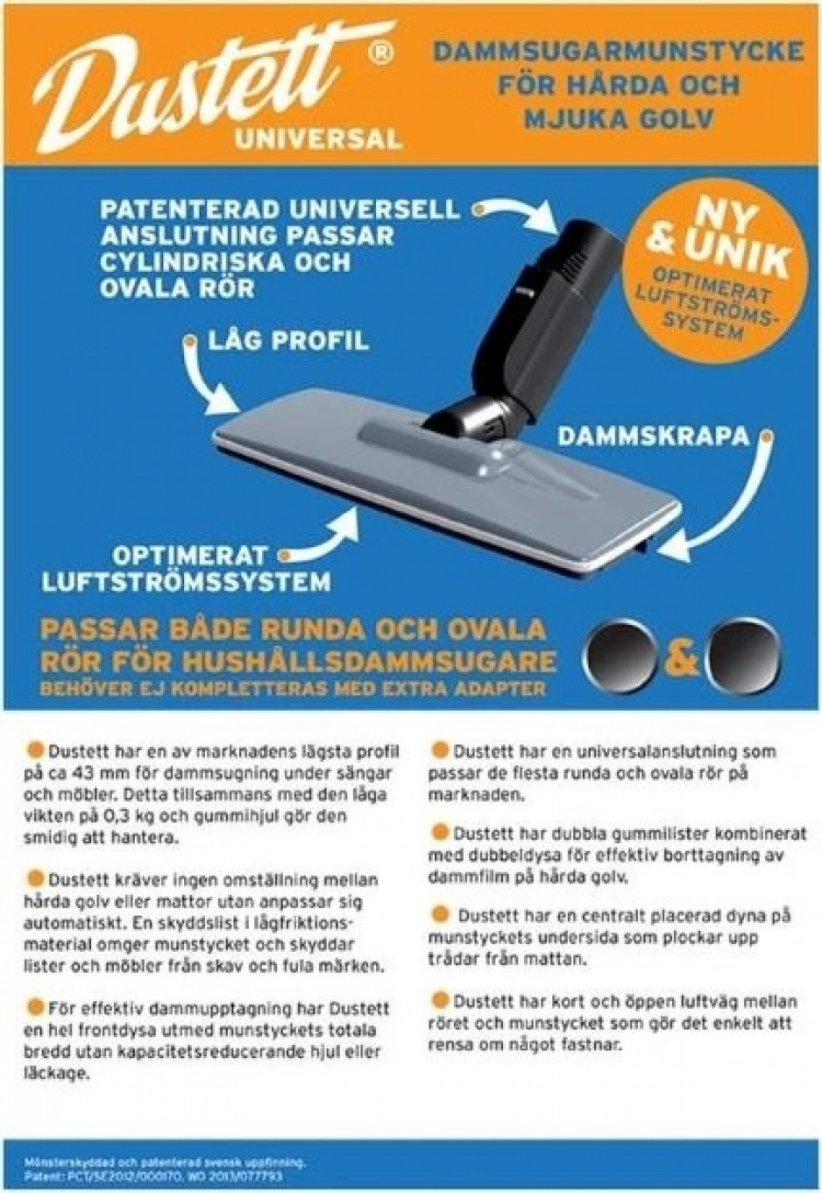 Dustett Universelt støvsugermunnstykke med god sugeevne Dustett Universelt støvsugermunnstykke med god sugeevne