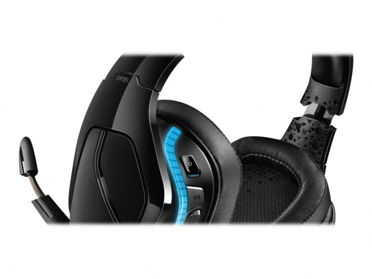 Logitech Gaming Headset G935 - 7.1 kanaler - full størrelse - trådløs - svart, blå Logitech Gaming Headset G935 - 7.1 kanaler - full størrelse - trådløs - svart, blå