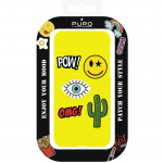 Puro-etui til iPhone SE/8/7, Patch Mania, 5 klistremerker, kan tilpasses, gul Puro-etui til iPhone SE/8/7, Patch Mania, 5 klistremerker, kan tilpasses, gul