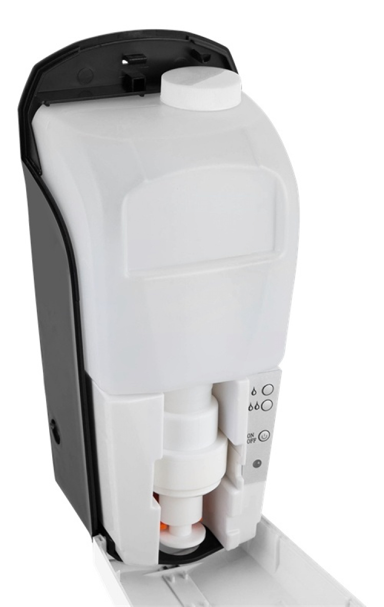 DELTACO OFFICE Berøringsfri dispenser for hånddesinfeksjon, hvit/svart