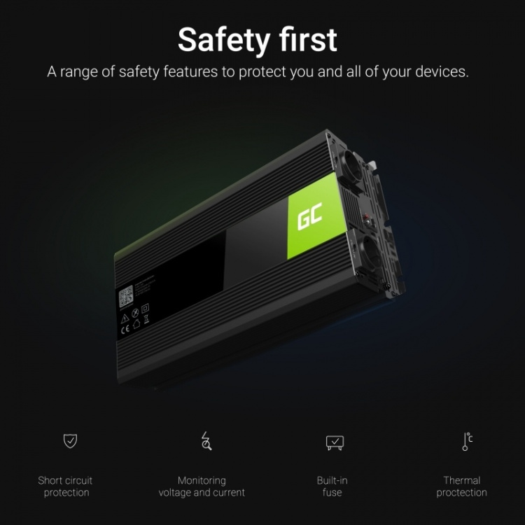 Green Cell Strømomformer for bil, 12V til 230V 2000W/4000W