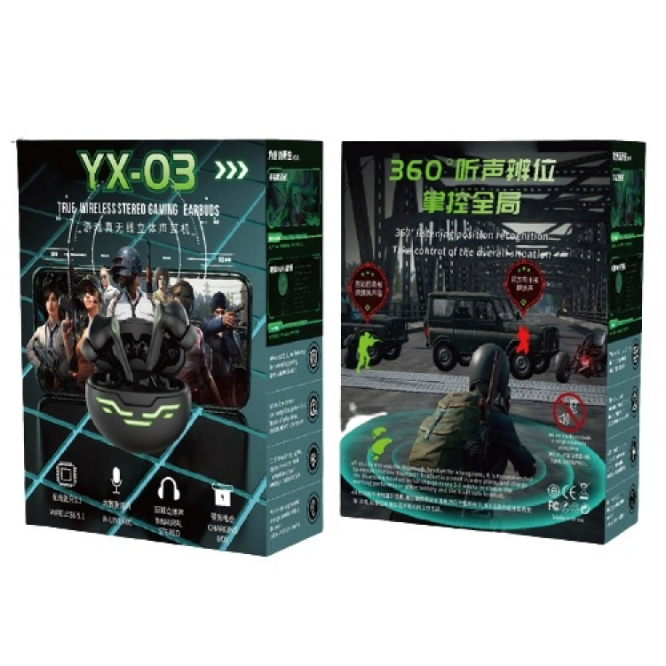 YX-03 Trådløse spillhodetelefoner med LED, sølv/sort YX-03 Trådløse spillhodetelefoner med LED, sølv/sort