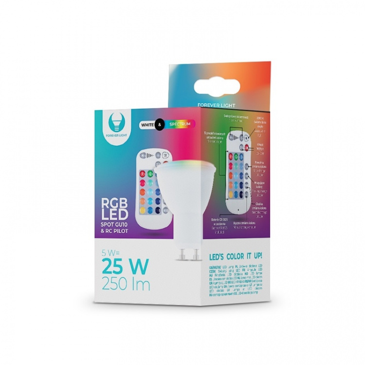 Forever Light Fjernstyrt LED-pære RGB+White, GU10 5W